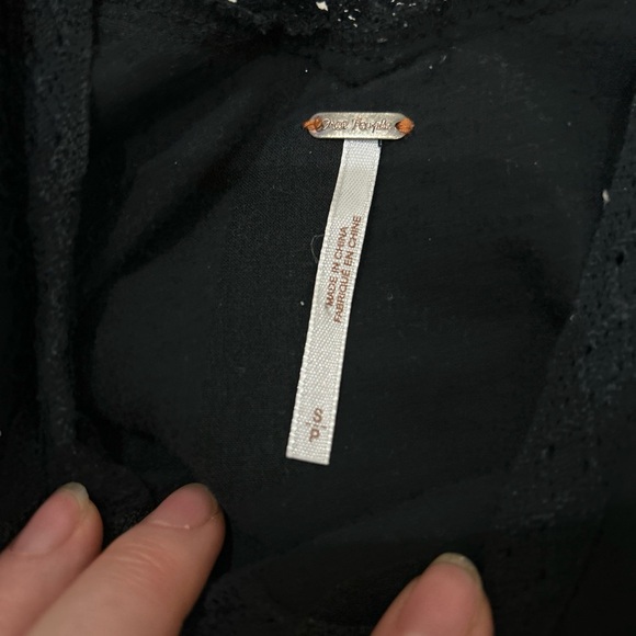 Free People Black Eyelet Cotton Overlay Babydoll Short Mini Tunic Dress Sz Small - Picture 5 of 5